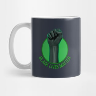 black lives matter green fist Mug